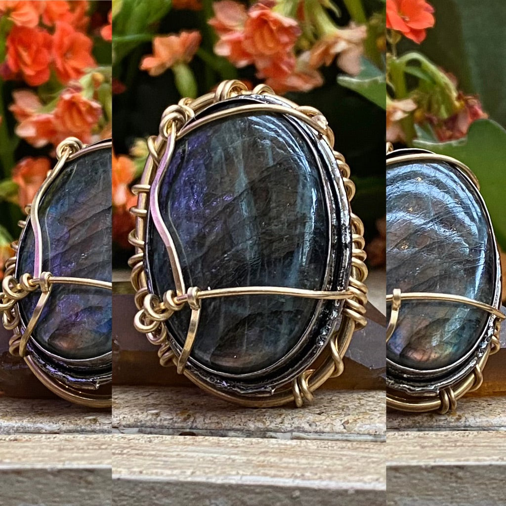 ✨I AM ANCIENT POWER✨ BRONZE+IRON COPPER+LABRADORITE RING