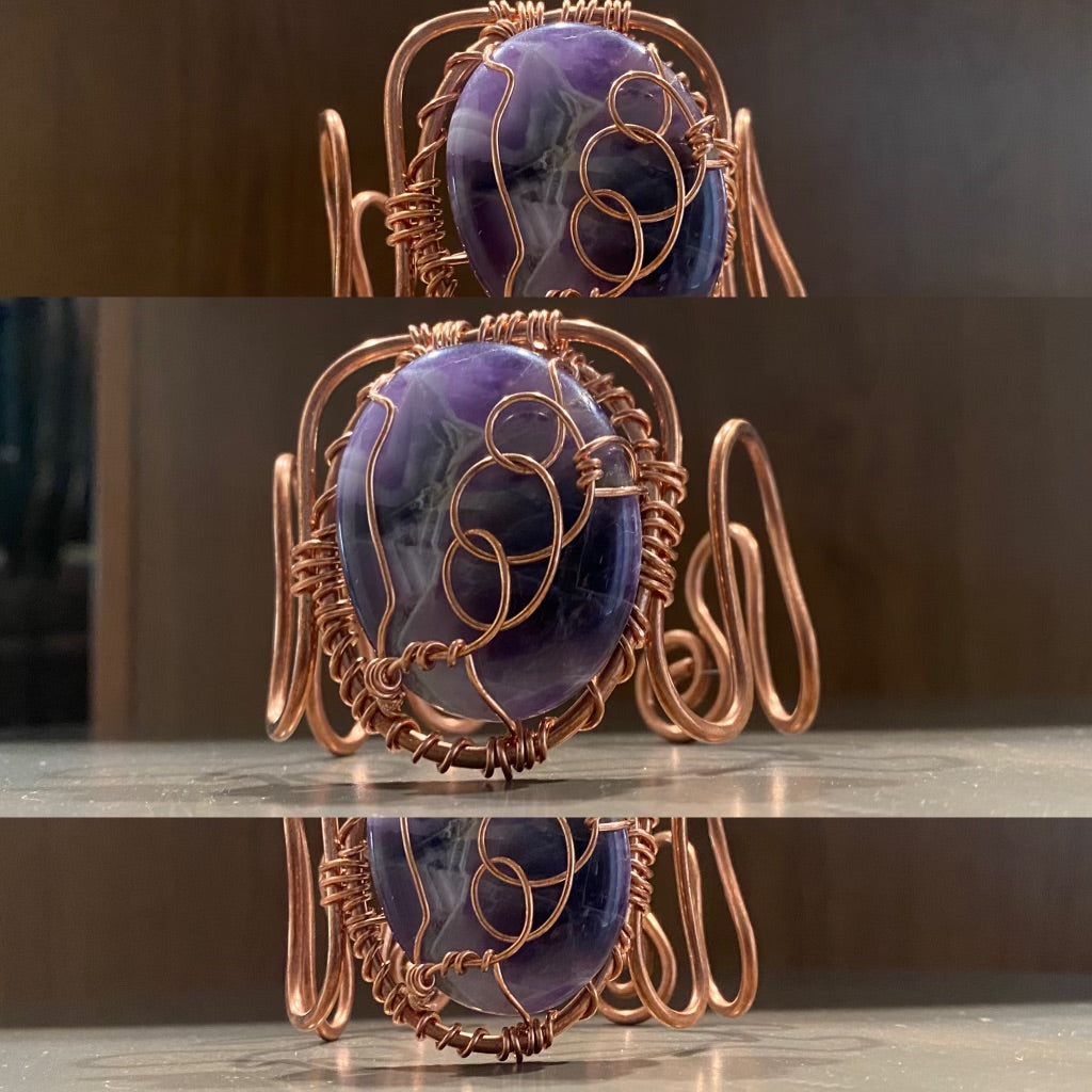 COPPER+AMETHYST WAVE CUFF BRACELET