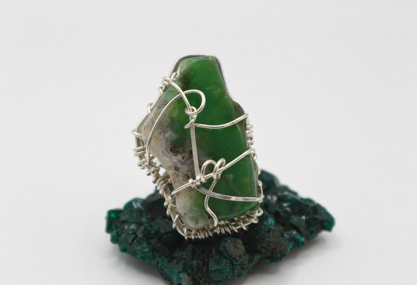 SILVER+CHRYSOPRASE RING