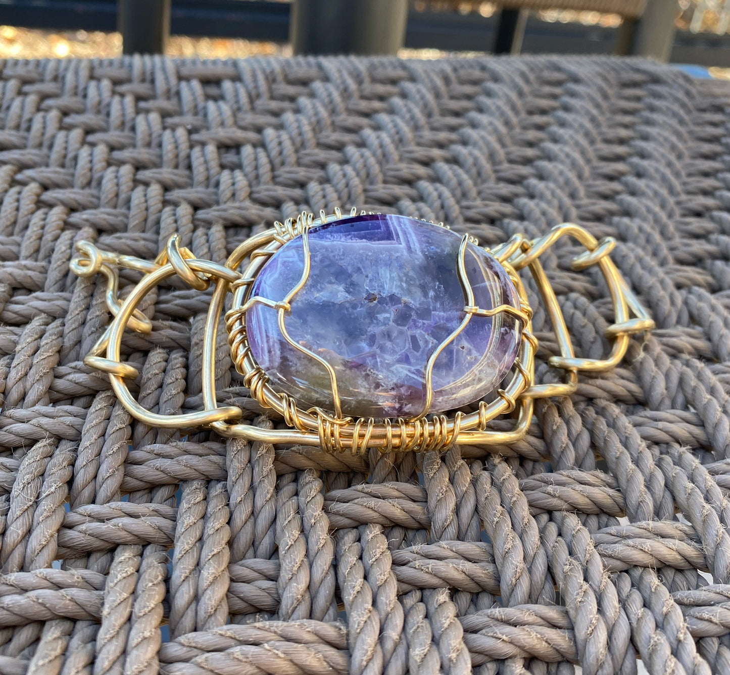 BRONZE+AMETHYST ARCLINK BRACELET