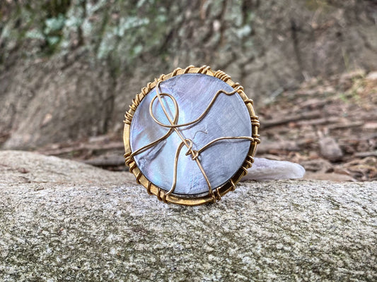 BRONZE+ABALONE SHELL RING