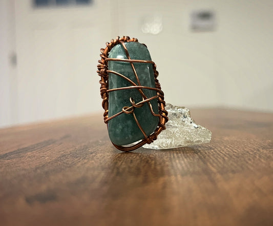 BLUE JADE RING IN COPPER
