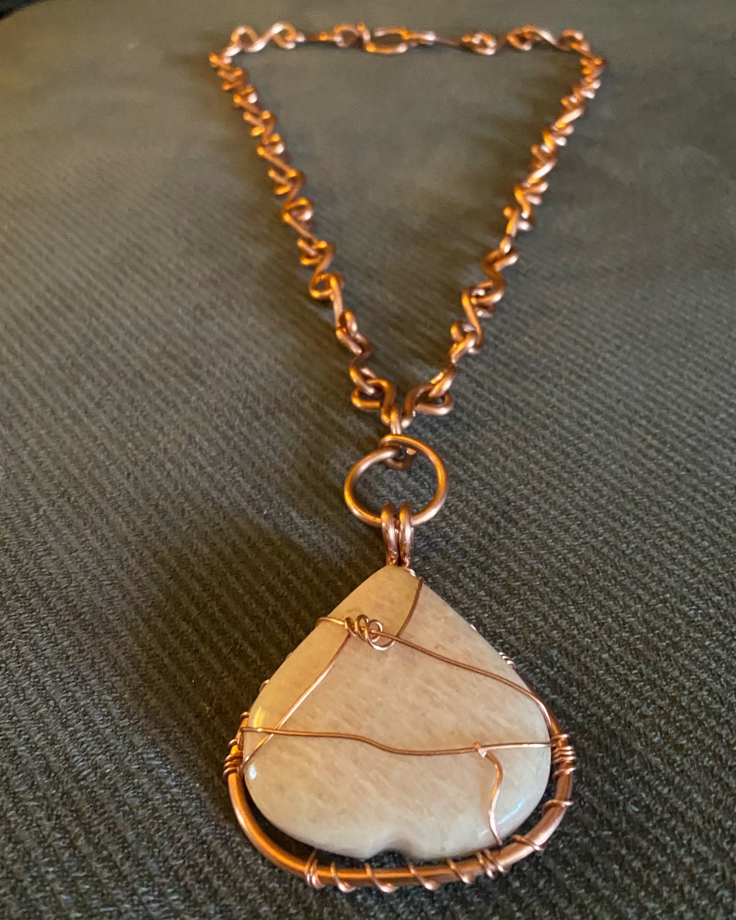 THICK COPPER+MOONSTONE S-LINK NECKLACE