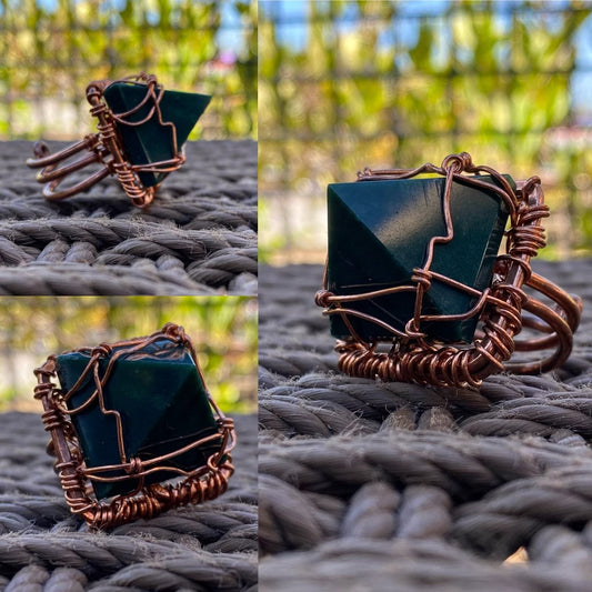 COPPER+BLOODSTONE PYRAMID RING