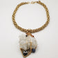 BRONZE+APOPHYLITE+MOOKITE JASPER+HEMATITE+BLUE QUARTZ BYZANTINE LINK NECKLACE