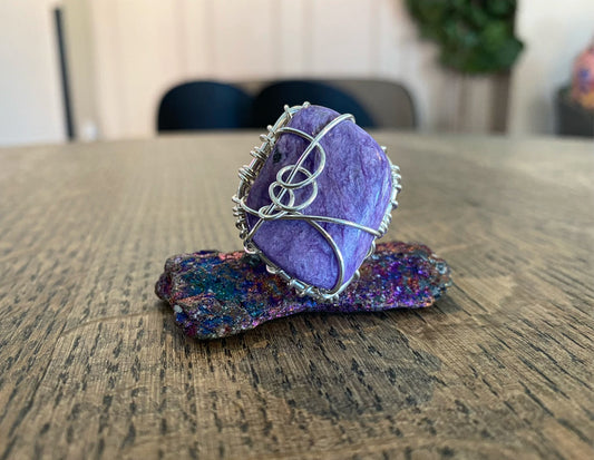 SILVER+CHAROITE RING