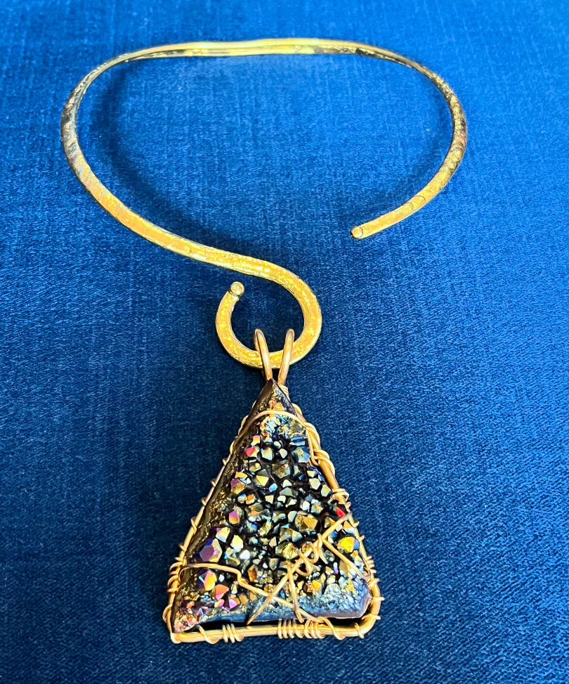 BRASS+BRONZE+TITANIUM AMETHYST NECKLACE