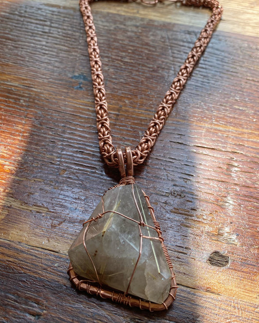 ✨MAJESTIC MANIFESTATION✨COPPER RUTILATED QUARTZ BYZANTINE NECKLACE