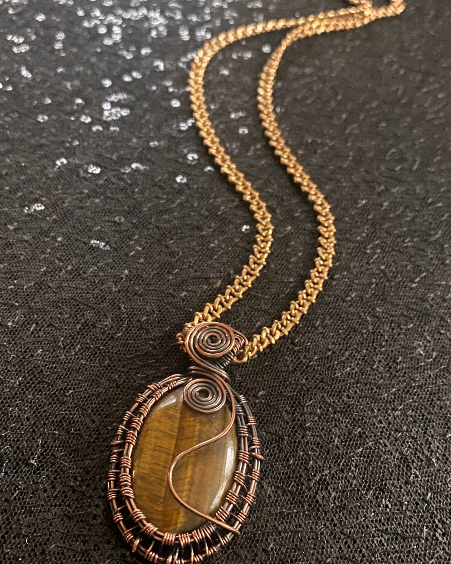 COPPER+BRONZE+  TIGERS EYE NECKLACE
