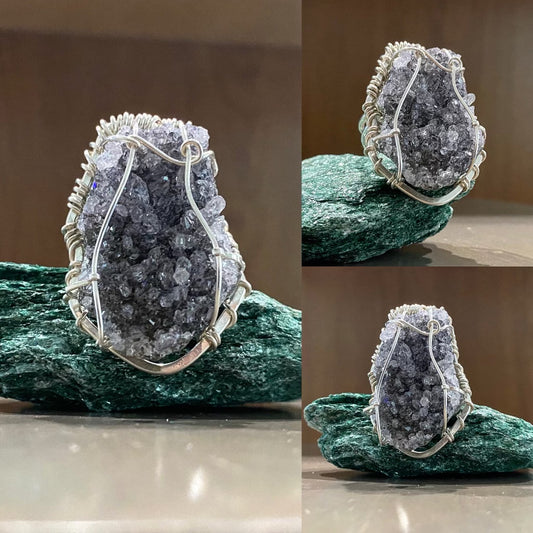 SILVER+RAW AMETHYST RING