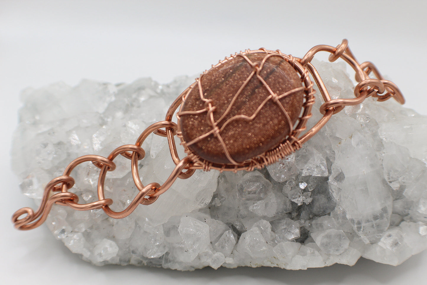 COPPER+GOLDSTONE ARC-LINK BRACELET