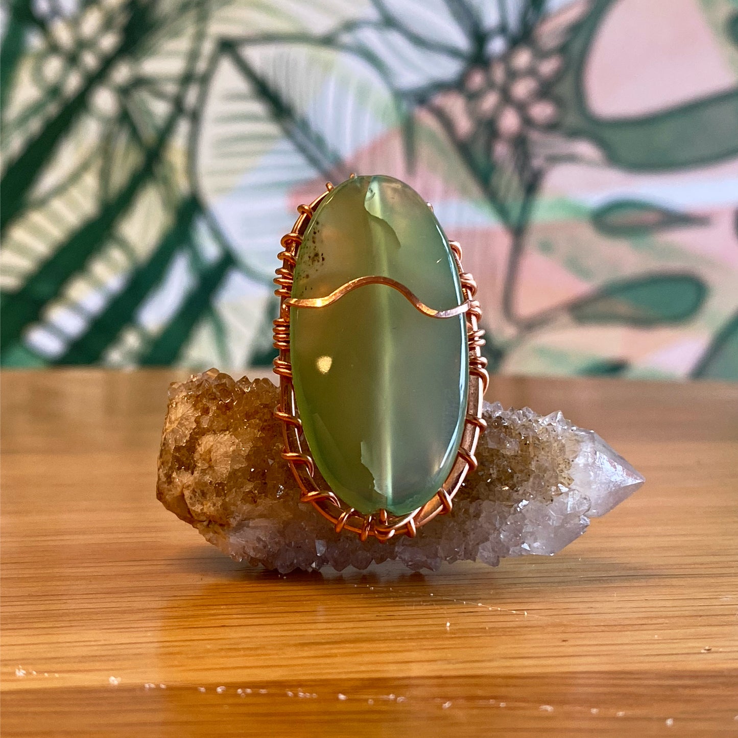 COPPER+SERPINTINE JADE RING