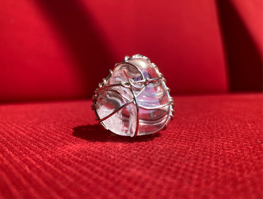 SILVER+CLEAR QUARTZ RING
