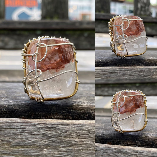 BRONZE+SILVER+AMPHIBOLE QUARTZ RING