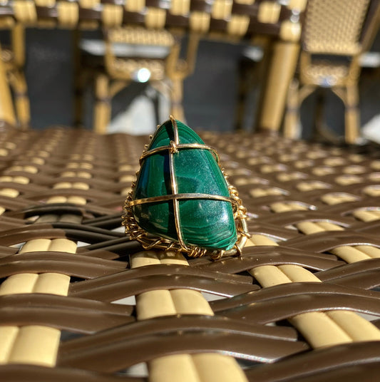 BRONZE+MALACHITE RING