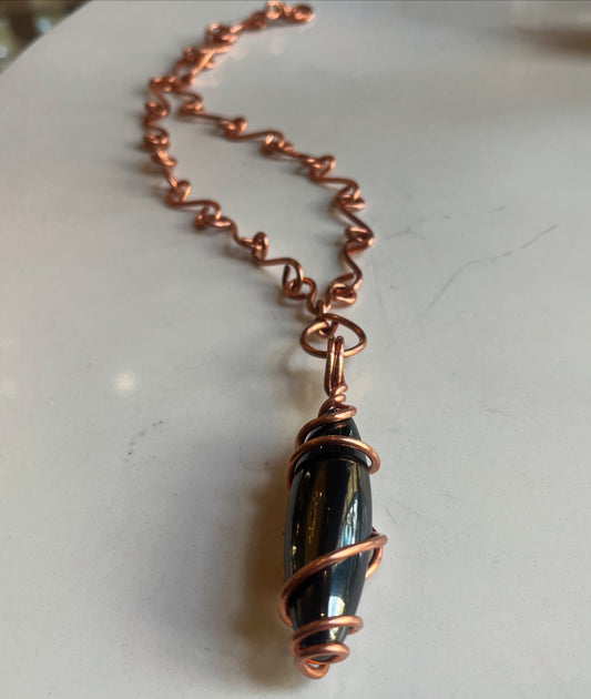 MAGNETIC HEMATITE S-LINK NECKLACE IN COPPER