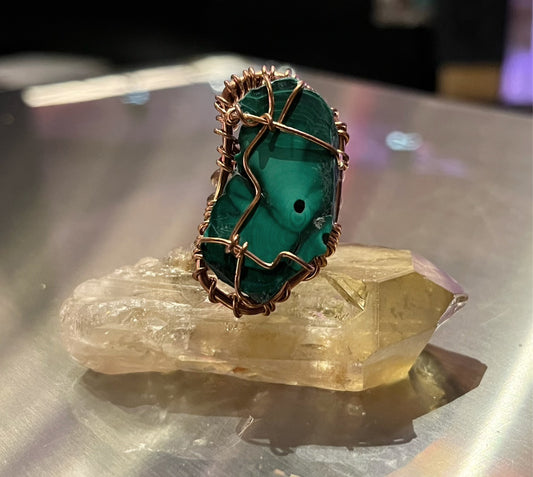 COPPER+MALACHITE RING