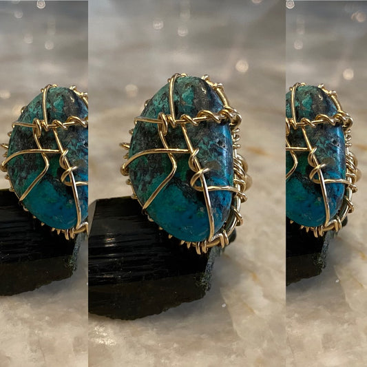 BEAUTIFUL BRONZE+CHRYSOCOLLA RING