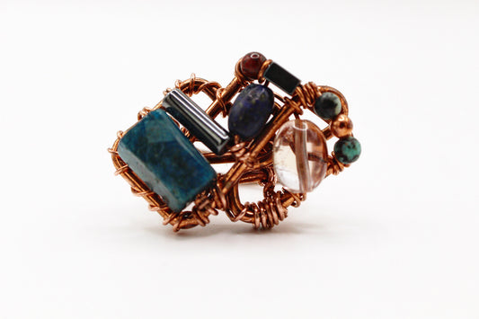 COPPER+APATITE+HEMATITE+LAPIS LAZULI+AMETRINE PARTY RING