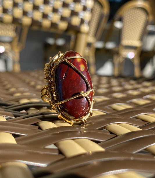 BRONZE+RED MOOKITE JASPER RING