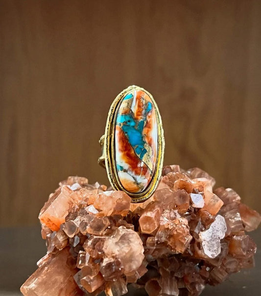 BRASS+OYSTER TURQUOISE RING
