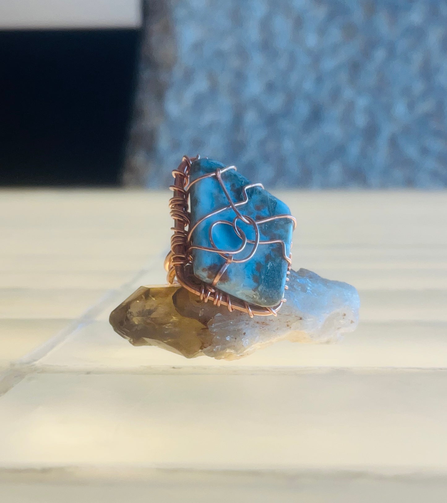 LARIMAR RING IN COPPER