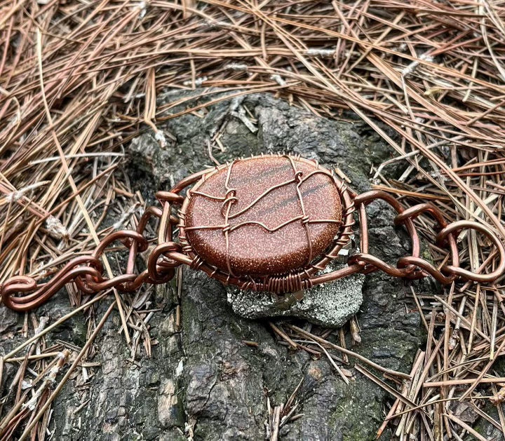COPPER+GOLDSTONE ARC-LINK BRACELET