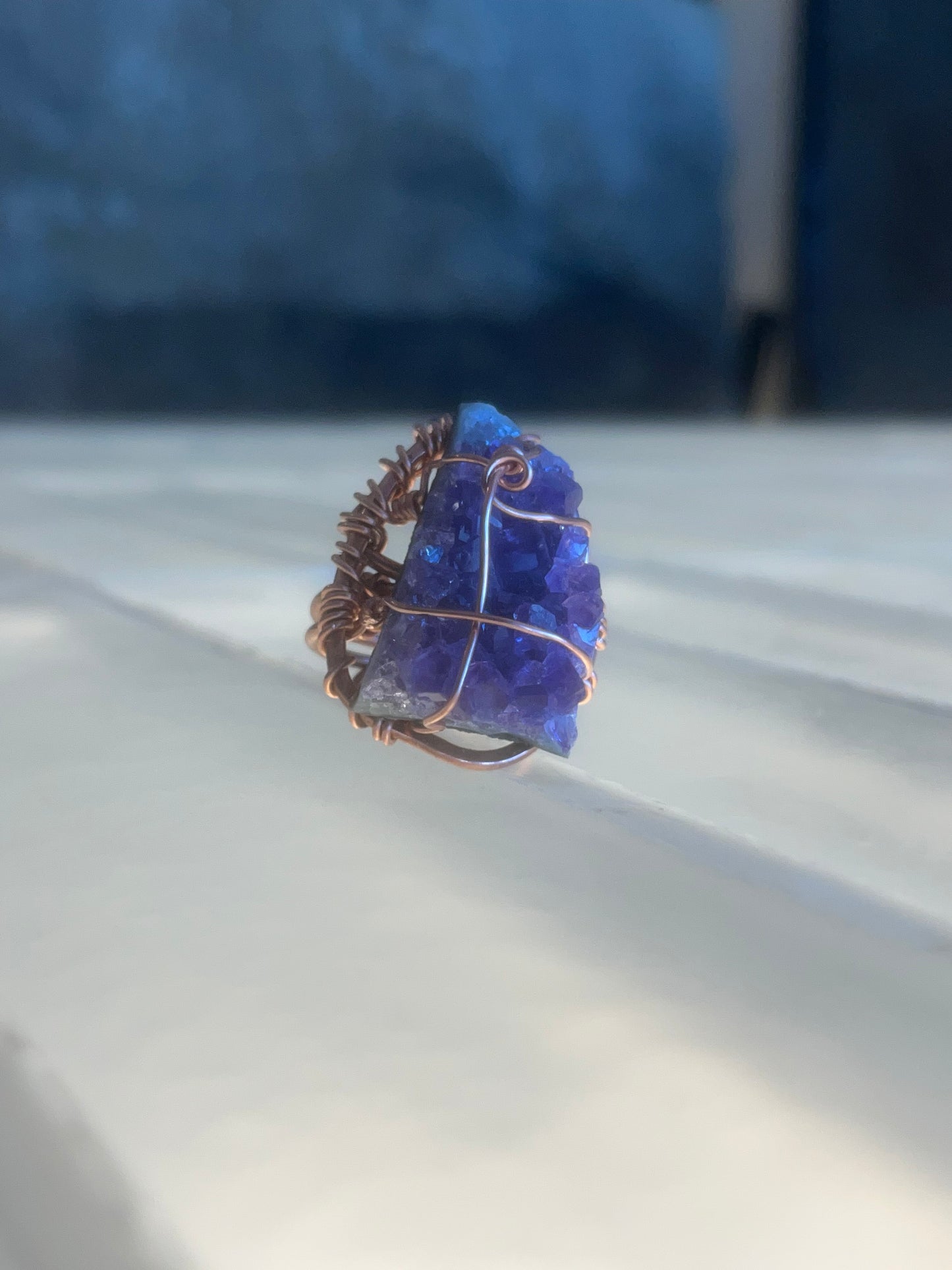 RAW AMETHYST RING IN COPPER