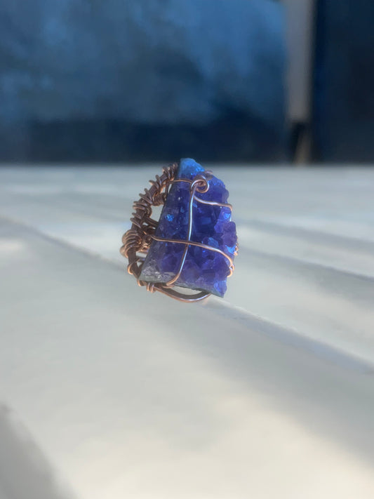 RAW AMETHYST RING IN COPPER
