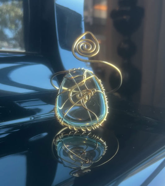 BLUE OBSIDIAN SWIRL WRAP BRACELET IN BRONZE