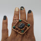 COPPER+TIGERS EYE+MALACHITE PARTY RING