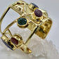 BRASS+CARNELIAN+LAPIS LAZULI+AVENTURINE+ PEARL+SMOKEY QUARTZ CUFF BRACELET