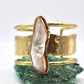 BRASS+CLEAR QUARTZ CUFF BRACELET