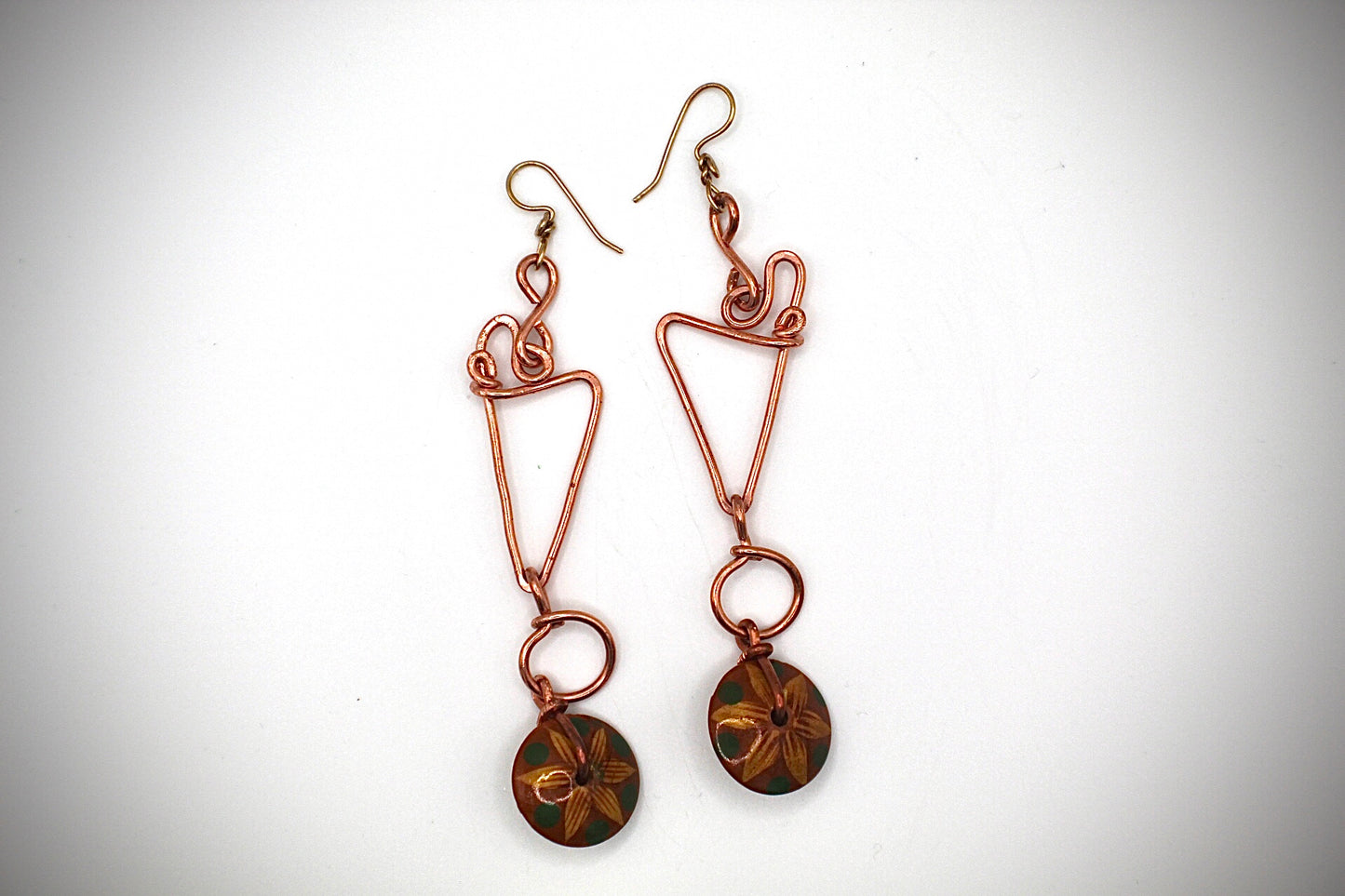 COPPER+WOOD BEAD FREESTYLE EARRINGS