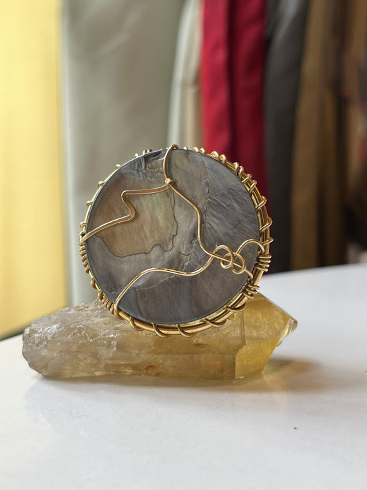 BRONZE+ABALONE SHELL RING