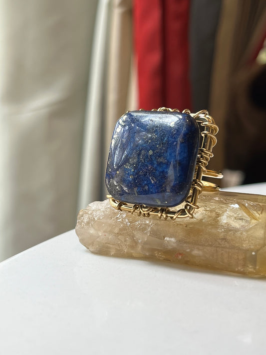 BRONZE+LAPIS LAZULI RING