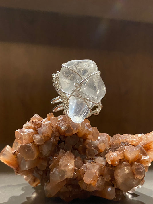 SILVER+CLEAR QUARTZ RING