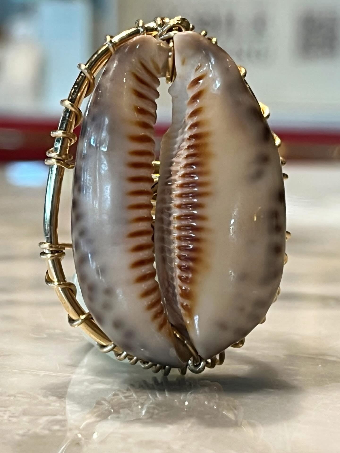 BRONZE+LARGE COWRIE SHELL RING