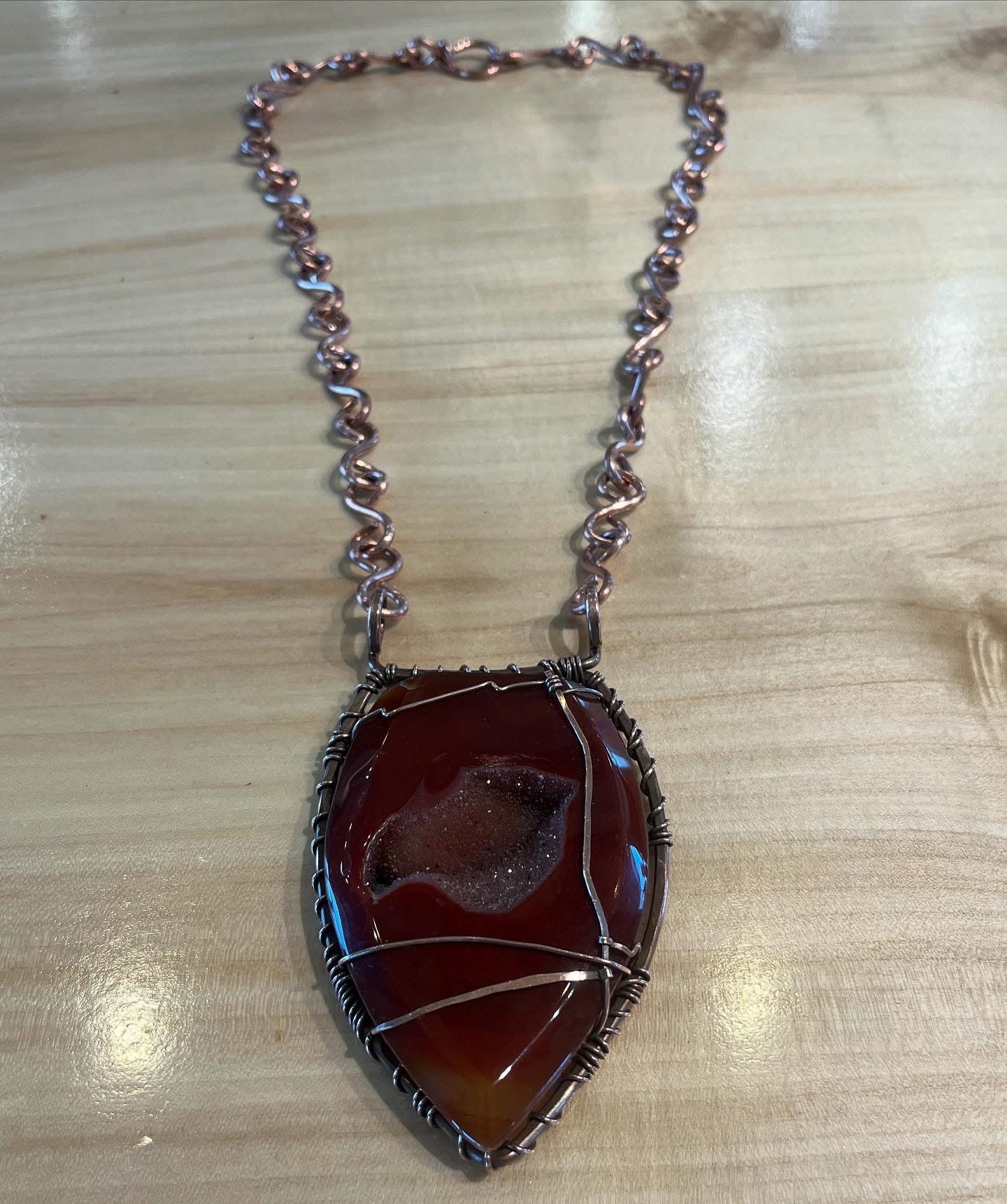 COPPER+DRUZY’D CARNELIAN S-LINK NECKLACE
