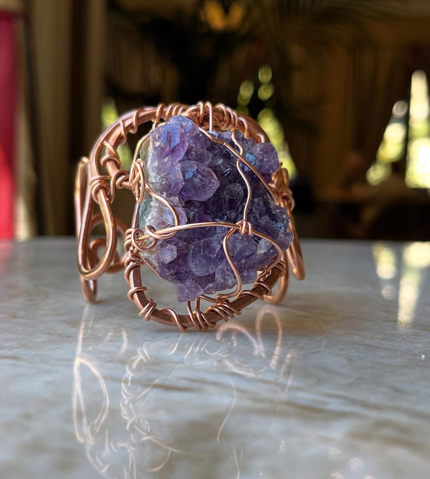 AMETHYST WAVE CUFF BRACELET IN COPPER