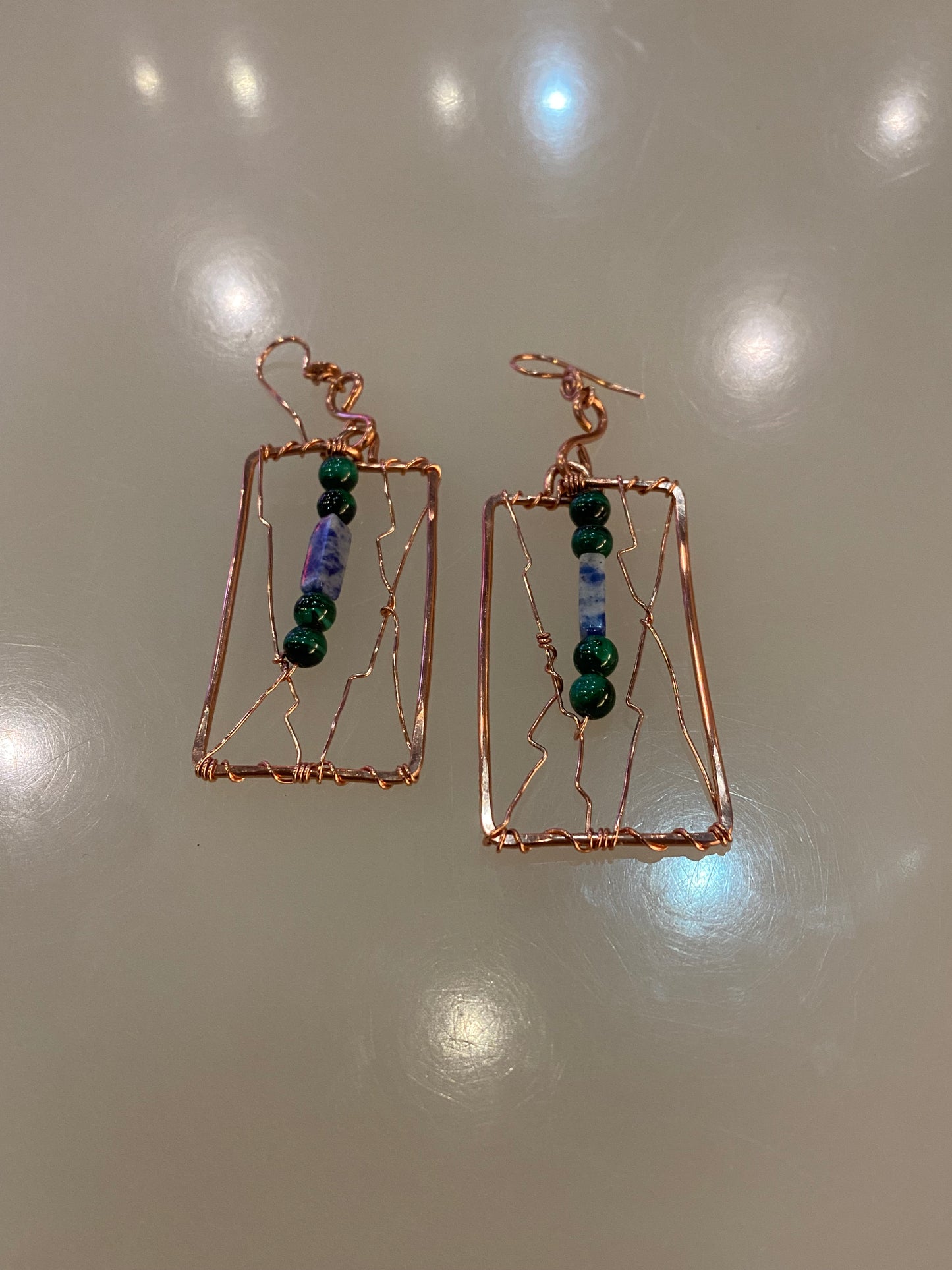 COPPER+MALACHITE+ SODALITE EARRINGS