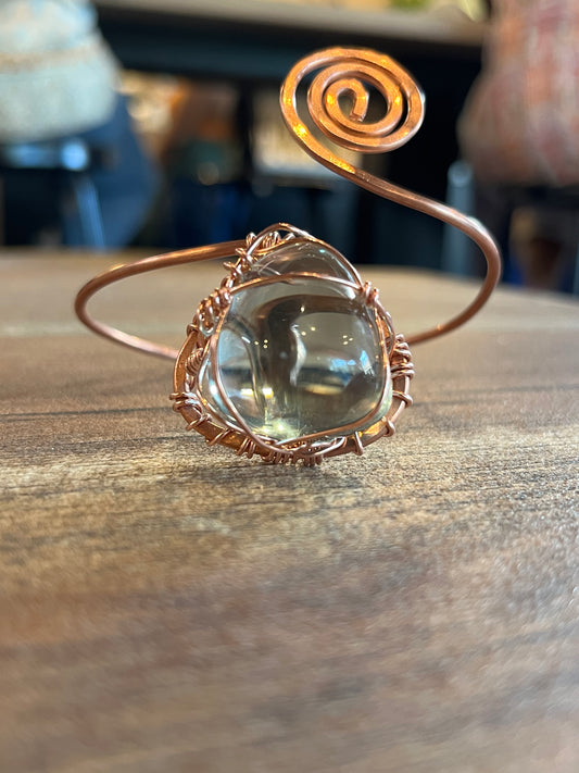 BLUE OBSIDIAN SWIRL WRAP BRACELET IN COPPER