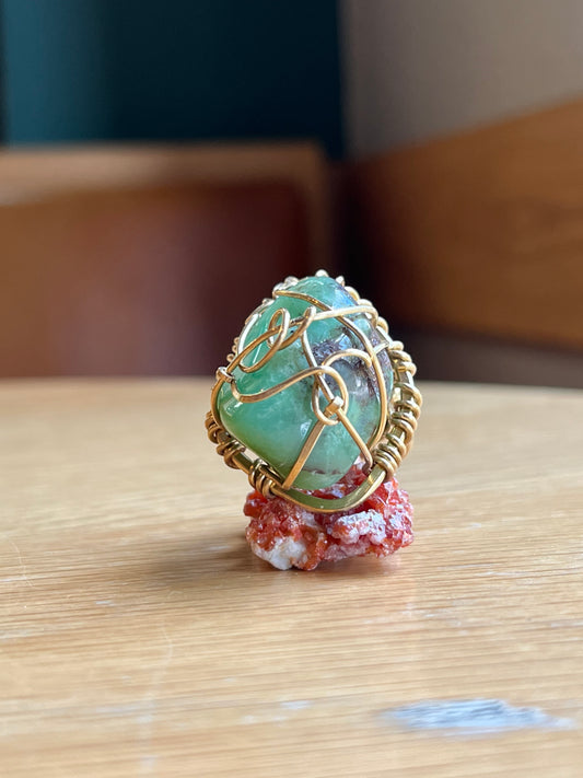 CHRYSOPRASE RING IN BRONZE