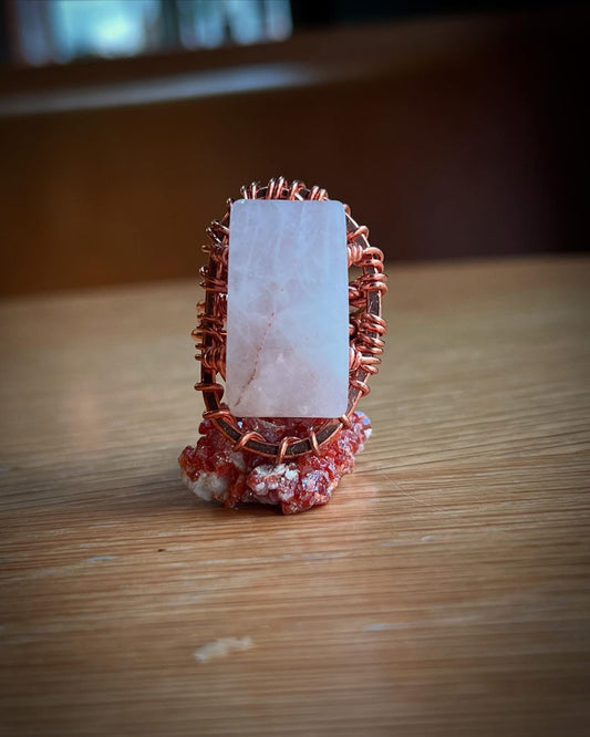 ROSE QUARTZ RING IN COPPER