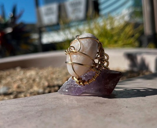 BLOSSOM AGATE RING IN BRONZE