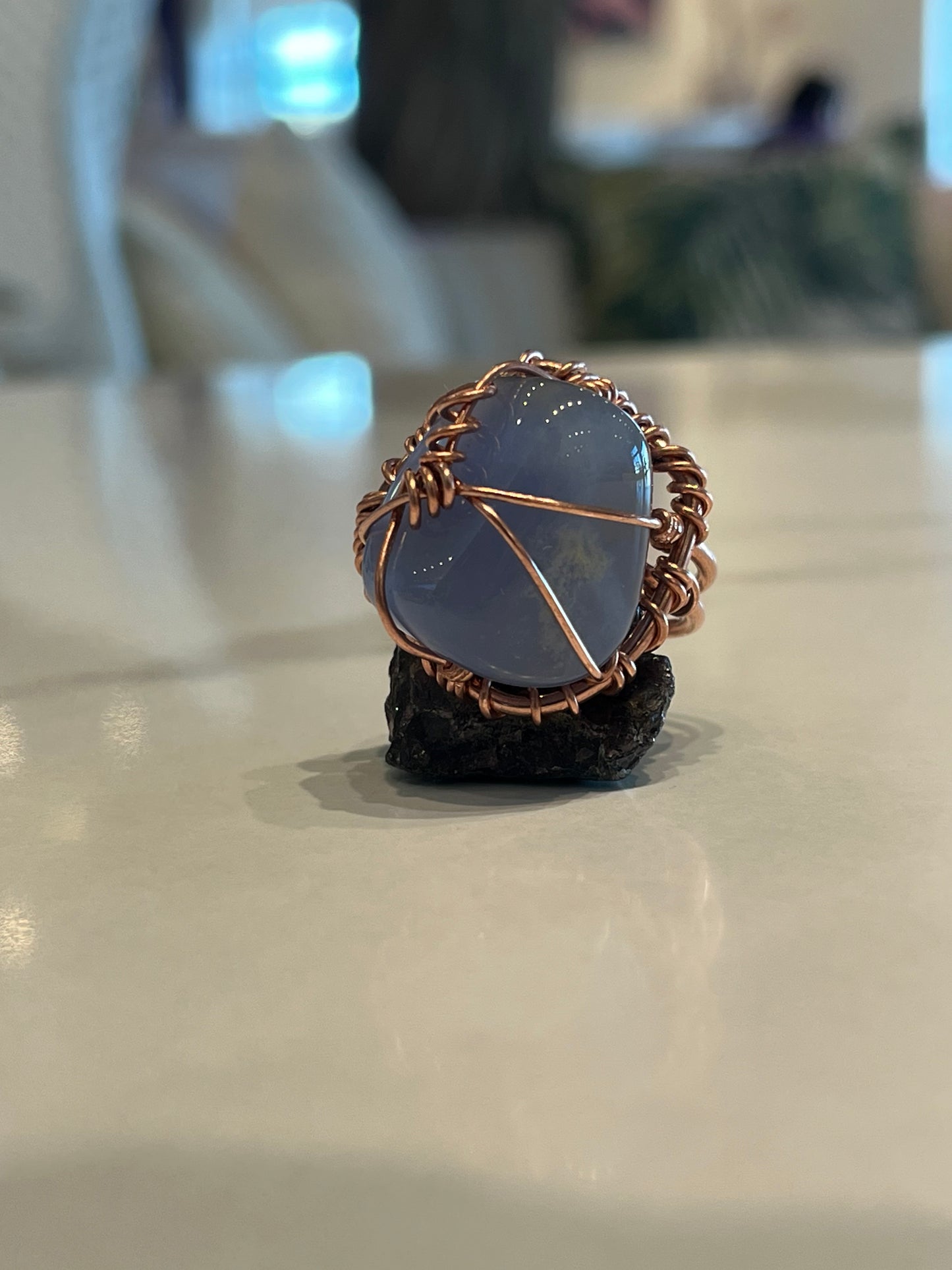 CHALCEDONY RING IN COPPER