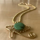 ZOISITE EYE OF HERU NECKLACE IN BRONZE+BRASS