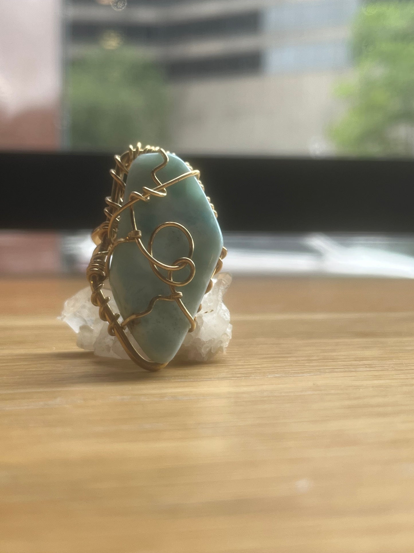LARIMAR RING IN BRONZE