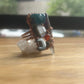 AMETHYST+ABALONE+APPETITE+CARNELIAN+HEMATITE PARTY RING IN COPPER