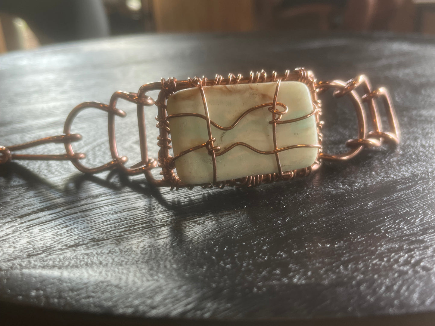AMAZONITE ARCLINK BRACELET IN BRONZE
